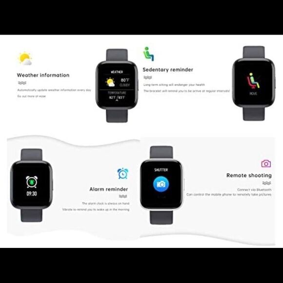 Smart watch black band and white band, unisex main image 8